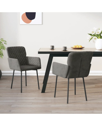 Chaises à manger lot de 2 Gris foncé Velours | Mobilier & Déco