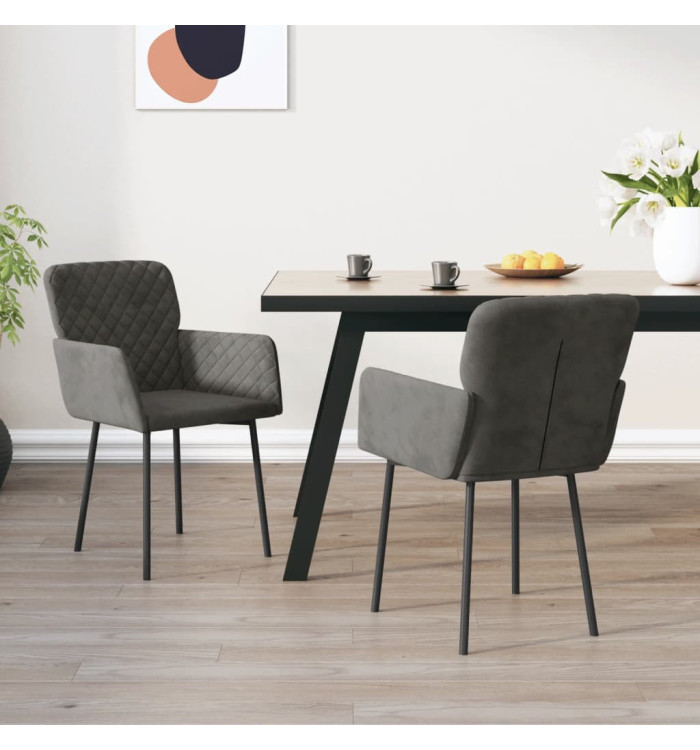 Chaises à manger lot de 2 Gris foncé Velours | Mobilier & Déco
