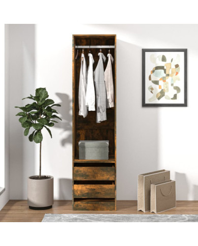 Armoire avec tiroirs Chêne fumé 50x50x200 cm Bois d'ingénierie | Mobilier & Déco