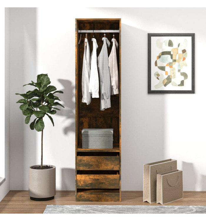 Armoire avec tiroirs Chêne fumé 50x50x200 cm Bois d'ingénierie | Mobilier & Déco