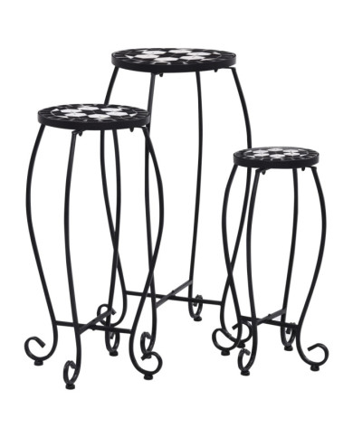 Tables mosaïque 3 pcs noir et blanc Céramique | Mobilier & Déco
