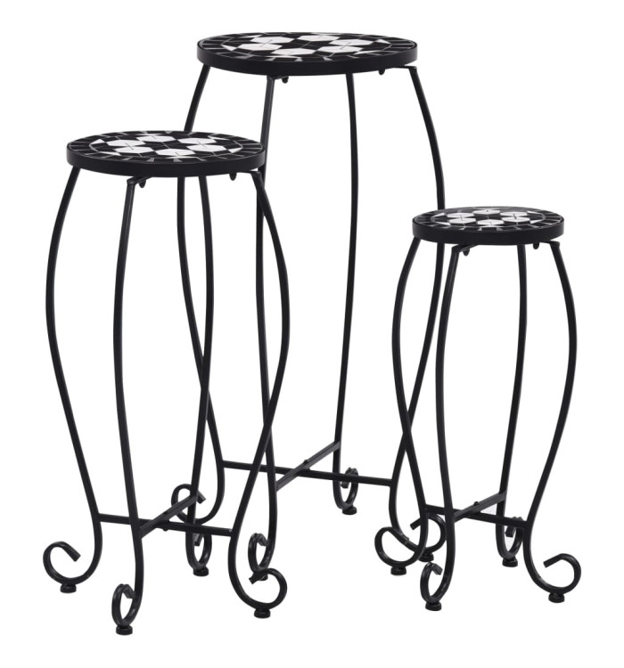 Tables mosaïque 3 pcs noir et blanc Céramique | Mobilier & Déco