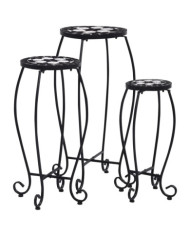 Tables mosaïque 3 pcs noir et blanc Céramique | Mobilier & Déco