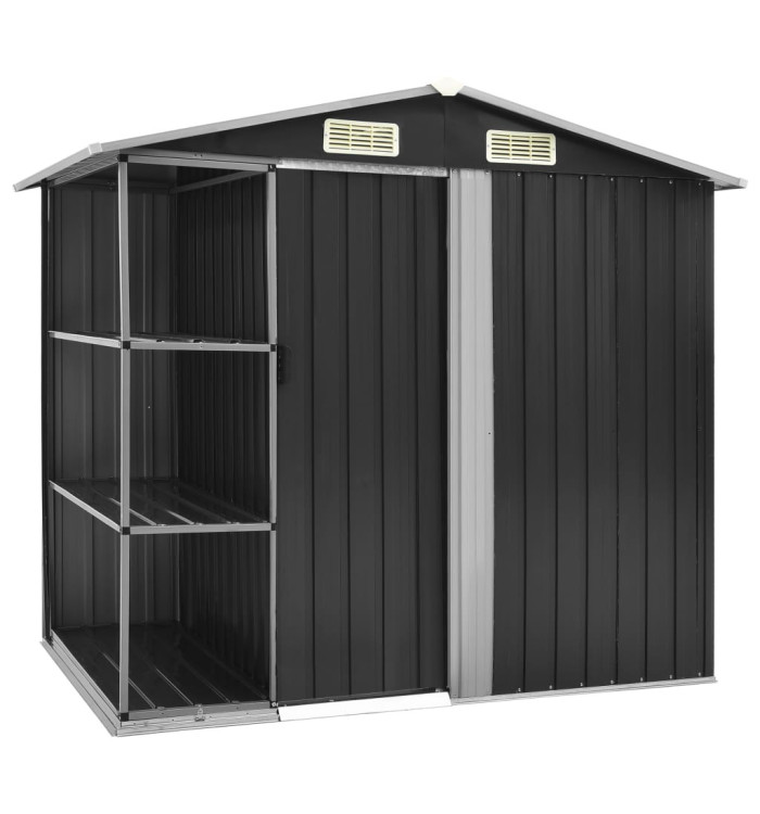 Abri de jardin avec étagère Anthracite 205x130x183 cm Fer | Mobilier & Déco