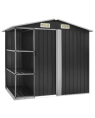 Abri de jardin avec étagère Anthracite 205x130x183 cm Fer | Mobilier & Déco