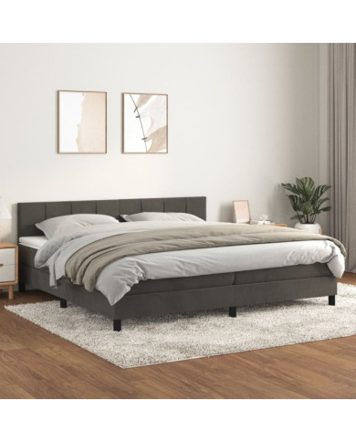 Sommier à lattes de lit et matelas Gris foncé 200x200cm Velours | Mobilier & Déco