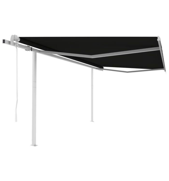 Auvent automatique rétractable avec poteaux 4x3,5 m Anthracite | Mobilier & Déco