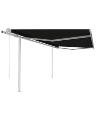 Auvent automatique rétractable avec poteaux 4x3,5 m Anthracite | Mobilier & Déco