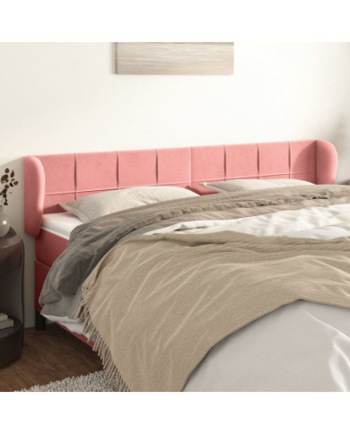 Tête de lit avec oreilles Rose 183x23x78/88 cm Velours | Mobilier & Déco
