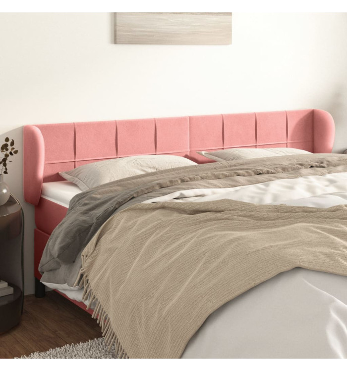 Tête de lit avec oreilles Rose 183x23x78/88 cm Velours | Mobilier & Déco