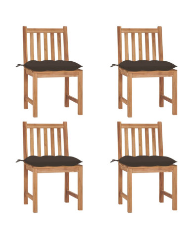 Chaises de jardin lot de 4 avec coussins Bois de teck massif | Mobilier & Déco