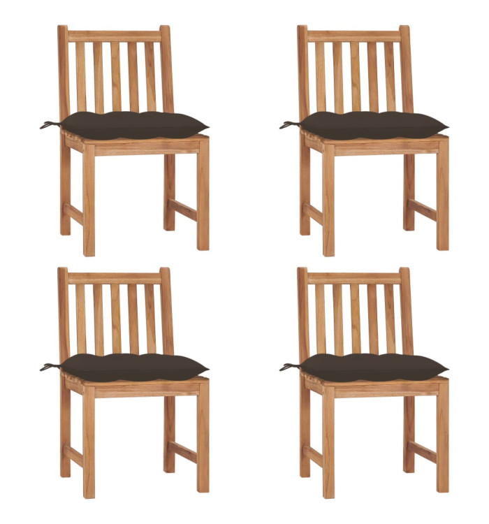 Chaises de jardin lot de 4 avec coussins Bois de teck massif | Mobilier & Déco
