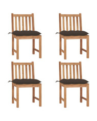 Chaises de jardin lot de 4 avec coussins Bois de teck massif | Mobilier & Déco