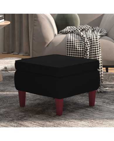Tabouret avec pieds en bois Noir Velours | Mobilier & Déco