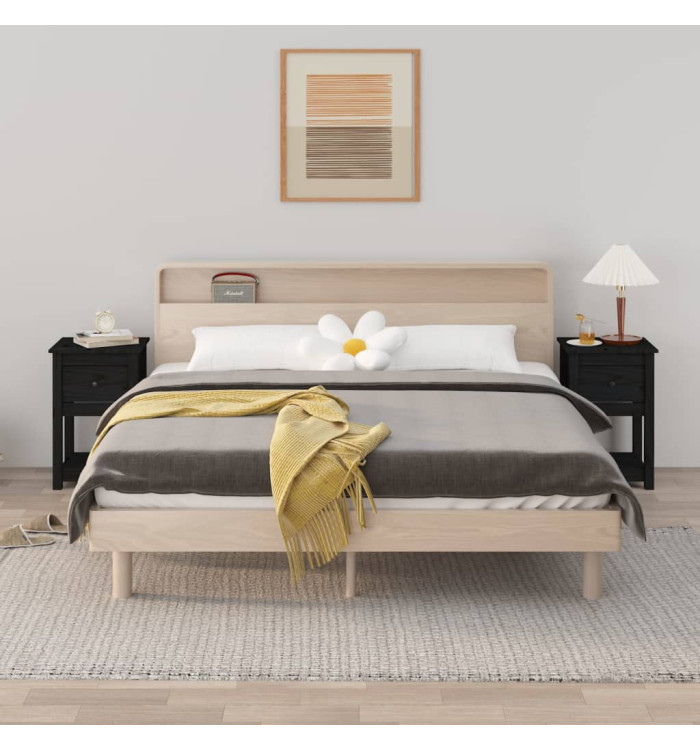 Tables de chevet 2 pcs Noir 40x35x61,5 cm Bois de pin massif | Mobilier & Déco