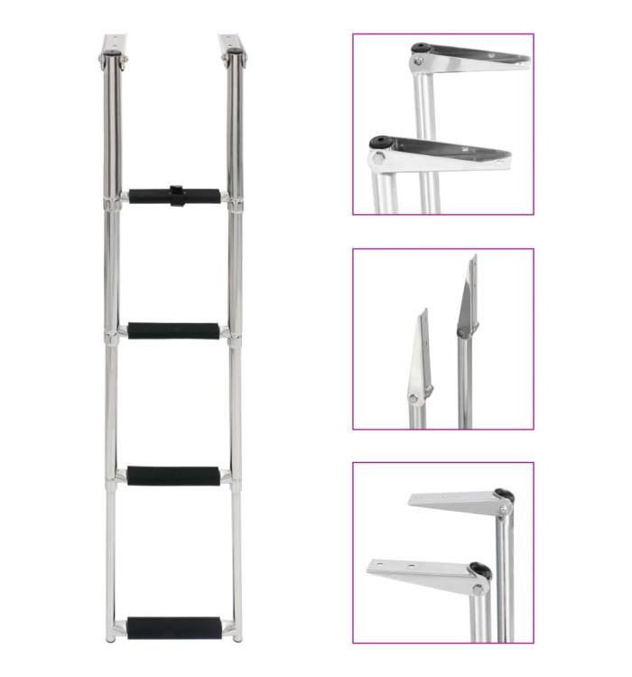 Échelle d'embarquement pliable 4 marches Acier inoxydable | Mobilier & Déco
