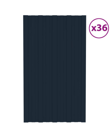 Panneaux de toiture 36 pcs Acier galvanisé Anthracite 80x45 cm | Mobilier & Déco