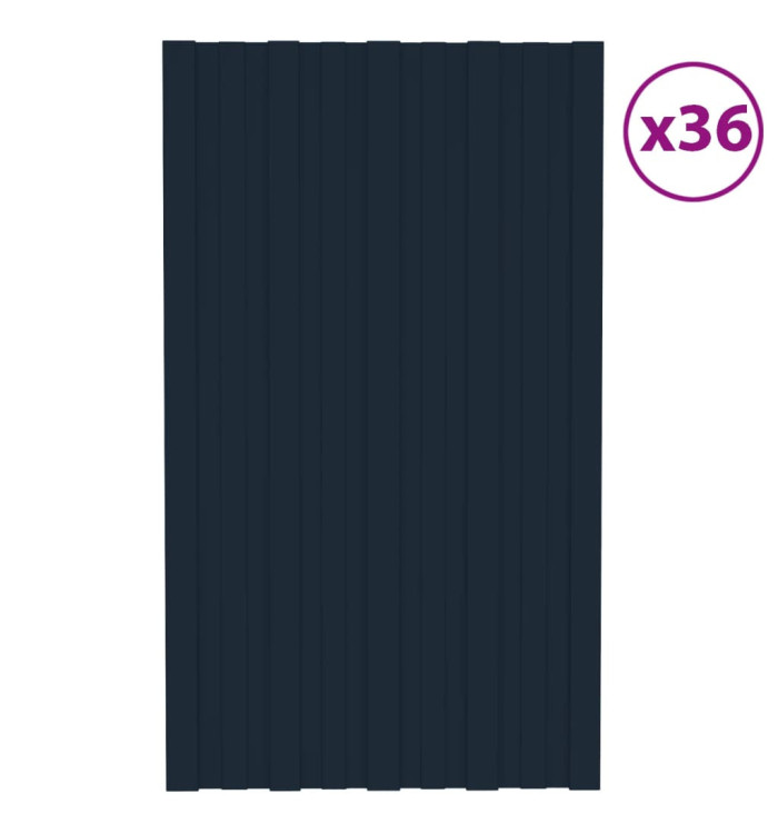 Panneaux de toiture 36 pcs Acier galvanisé Anthracite 80x45 cm | Mobilier & Déco