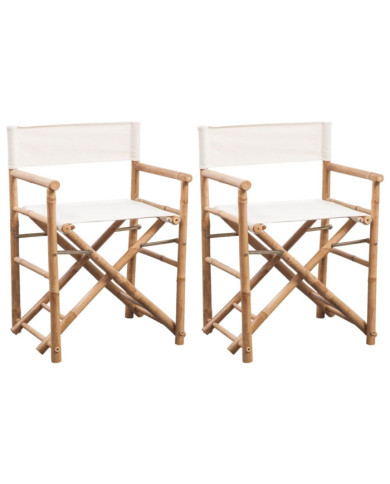 Chaise pliable lot de 2 Bambou et toile | Mobilier & Déco