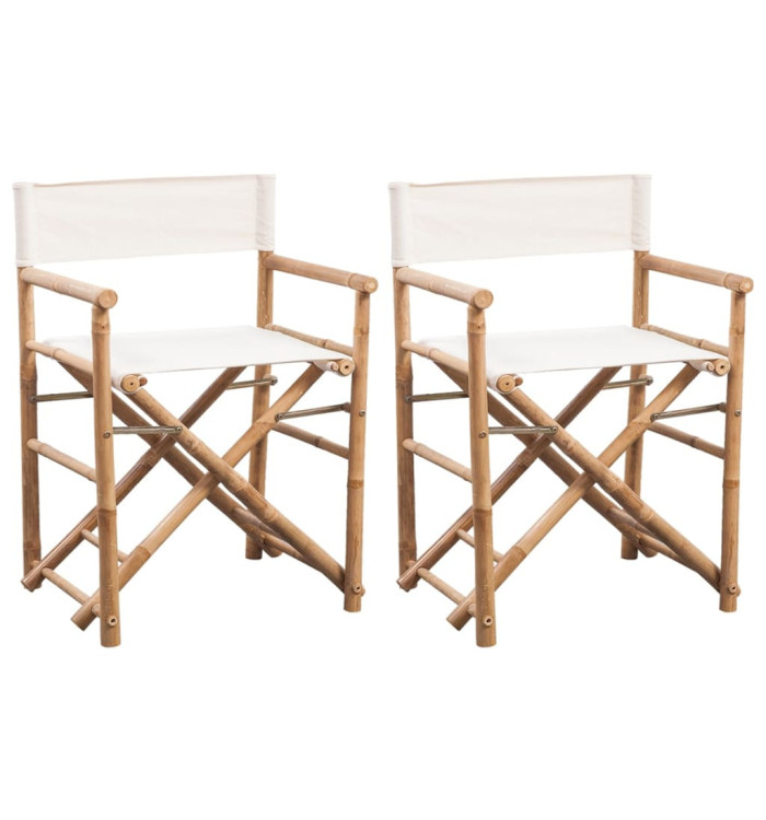 Chaise pliable lot de 2 Bambou et toile | Mobilier & Déco