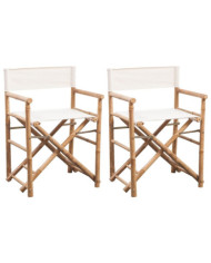 Chaise pliable lot de 2 Bambou et toile | Mobilier & Déco
