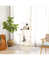 Arbre à chat avec griffoirs en sisal Crème 153 cm | Mobilier & Déco