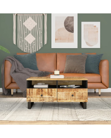 Table basse 80x54x40 cm Bois de manguier solide et d'ingénierie | Mobilier & Déco