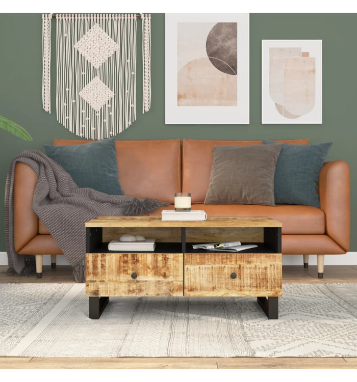 Table basse 80x54x40 cm Bois de manguier solide et d'ingénierie | Mobilier & Déco