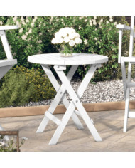 Table pliable de jardin blanc Ø 46 cm bois d'acacia solide | Mobilier & Déco