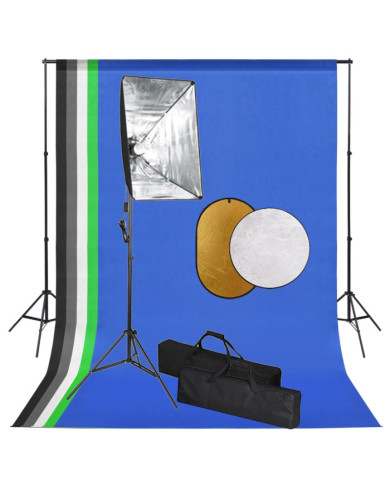 Kit de studio photo avec lampes toile de fond et réflecteur | Mobilier & Déco