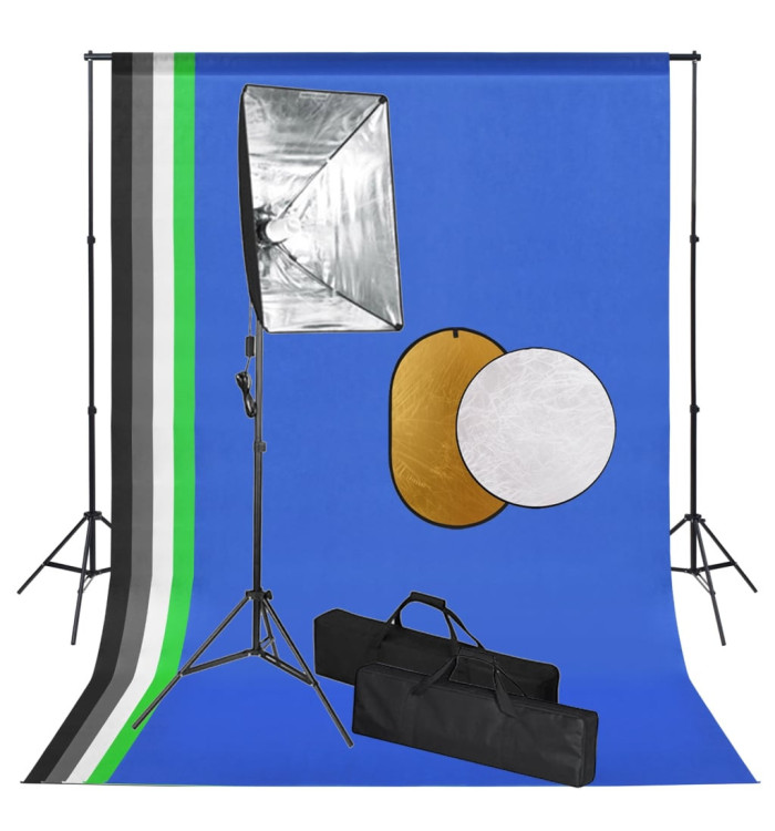 Kit de studio photo avec lampes toile de fond et réflecteur | Mobilier & Déco