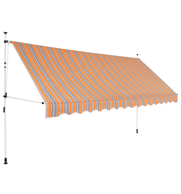 Auvent rétractable manuel 400 cm Rayures jaunes et bleues | Mobilier & Déco
