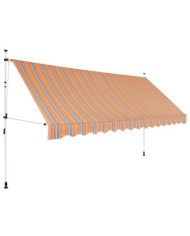 Auvent rétractable manuel 400 cm Rayures jaunes et bleues | Mobilier & Déco