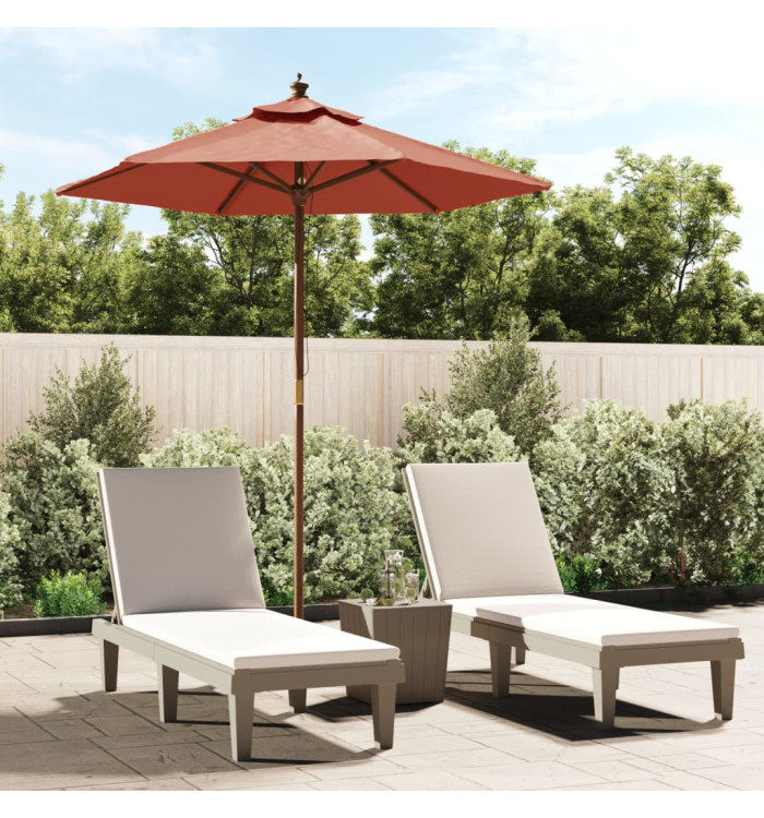Parasol de jardin avec mât en bois terre cuite 196x231 cm | Mobilier & Déco