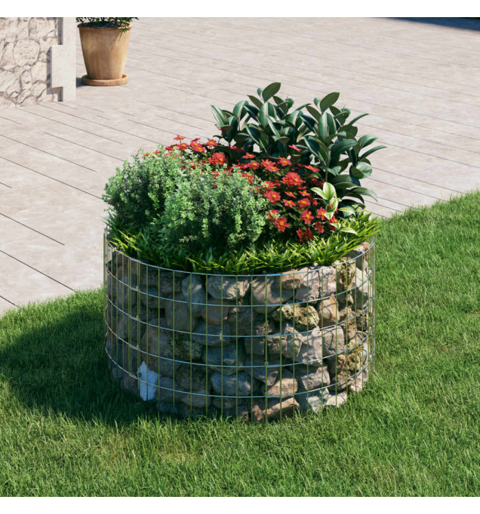 Poteau à gabion circulaire Acier galvanisé Ø100x50 cm | Mobilier & Déco