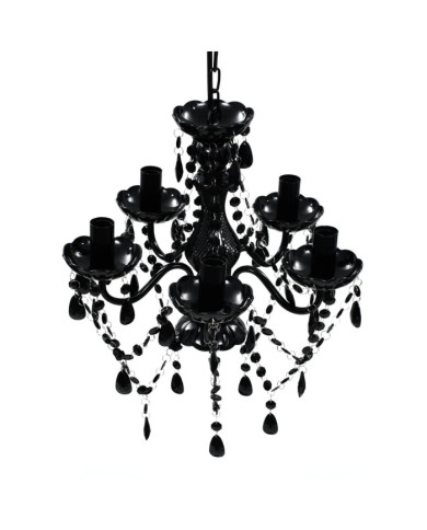 Lustre avec 5 ampoules Crystal noir | Mobilier & Déco