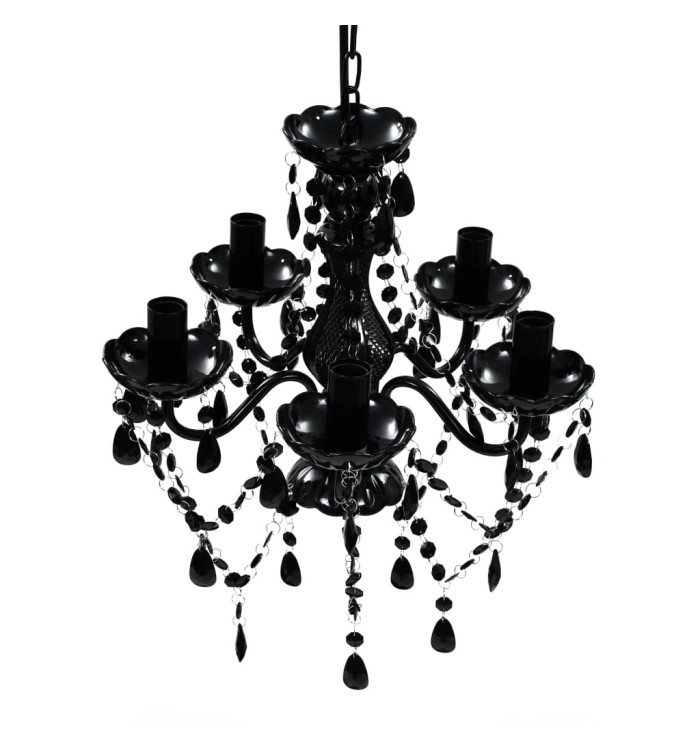Lustre avec 5 ampoules Crystal noir | Mobilier & Déco