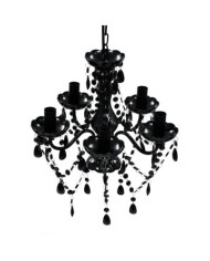 Lustre avec 5 ampoules Crystal noir | Mobilier & Déco