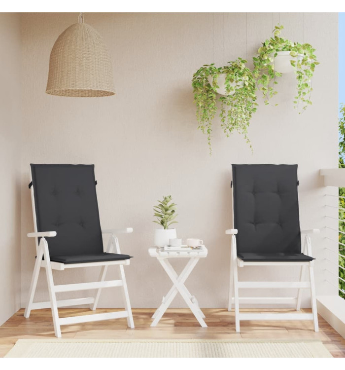 Coussins de chaise de jardin à dossier haut lot de 2 noir tissu | Mobilier & Déco
