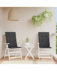 Coussins de chaise de jardin à dossier haut lot de 2 noir tissu | Mobilier & Déco