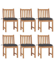 Chaises de jardin lot de 6 avec coussins Bois de teck massif | Mobilier & Déco