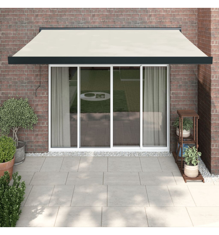 Auvent rétractable crème 3x2,5 m tissu et aluminium | Mobilier & Déco