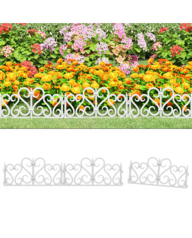 Bordures de pelouse 17 pcs Blanc 10 m PP | Mobilier & Déco
