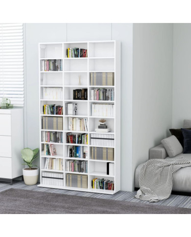 Armoire à CD Blanc brillant 102x16x177,5 cm Bois d'ingénierie | Mobilier & Déco