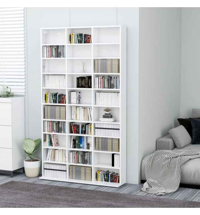 Armoire à CD Blanc brillant 102x16x177,5 cm Bois d'ingénierie | Mobilier & Déco