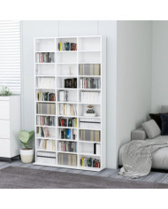 Armoire à CD Blanc brillant 102x16x177,5 cm Bois d'ingénierie | Mobilier & Déco