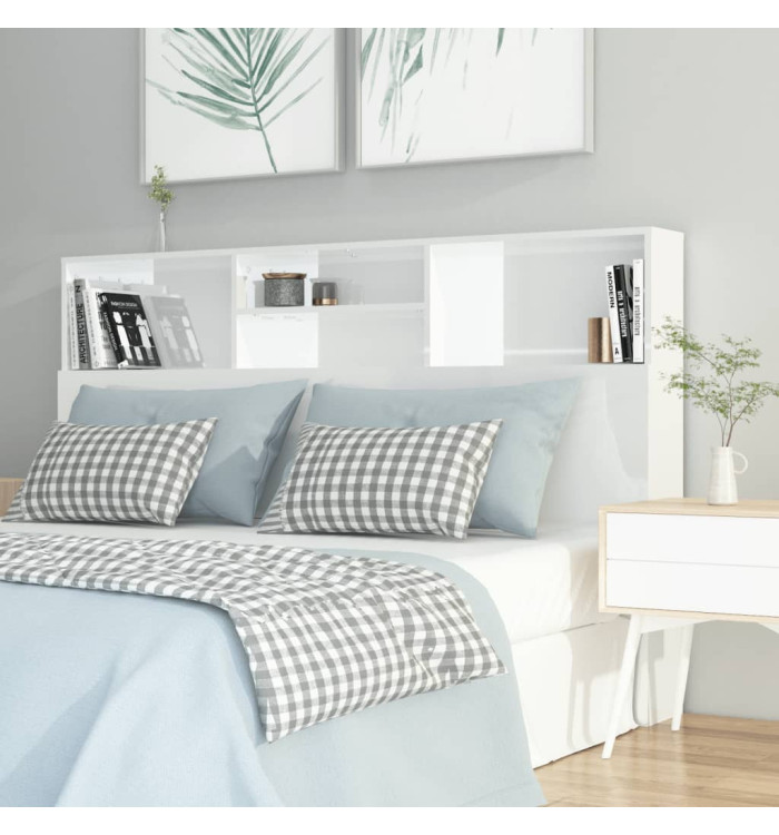 Armoire de tête de lit Blanc brillant 160x19x103,5 cm | Mobilier & Déco