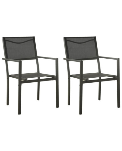 Chaises de jardin lot de 2 Textilène et acier Noir anthracite | Mobilier & Déco