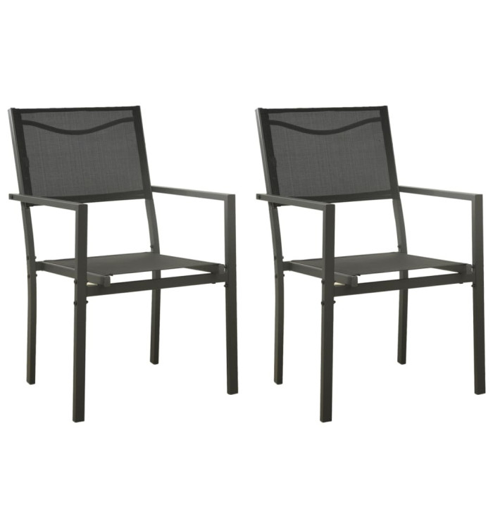 Chaises de jardin lot de 2 Textilène et acier Noir anthracite | Mobilier & Déco