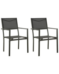 Chaises de jardin lot de 2 Textilène et acier Noir anthracite | Mobilier & Déco